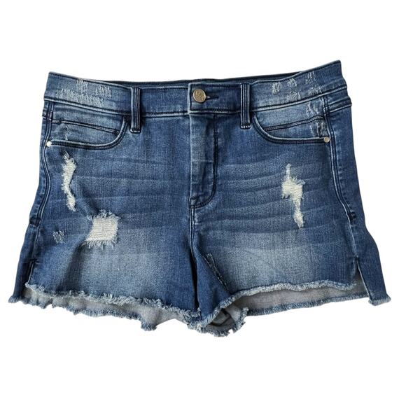 bebe Distressed Denim Cutoff Shorts Medium Wash Raw Hem Women’s Size 29 - Picture 1 of 7